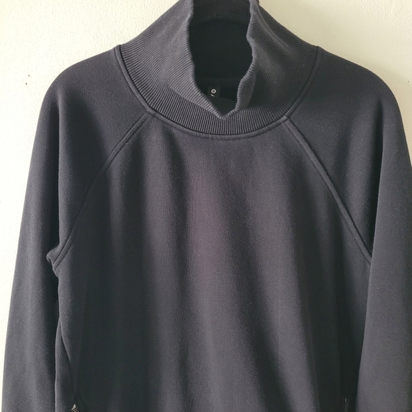 Athleta Cozy Karma Side Zip Funnel Neck Top Black Small Sweater‎ Fleece Pockets - Picture 2 of 10